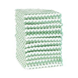 12 Pack Absorbent Reusable and Washable Clean Cloth 10" x 10" Green